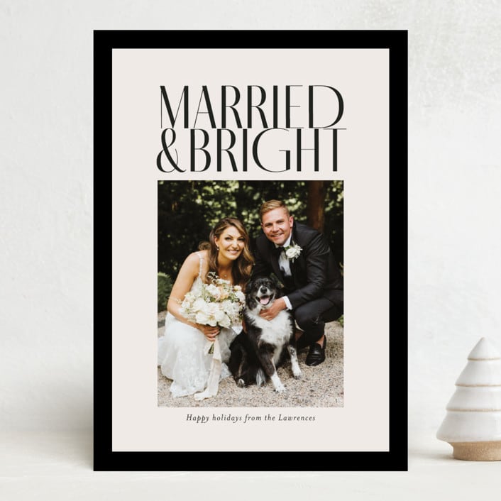 "Married & Bright" - Holiday Cards in Ink by Ekko Studio - Front