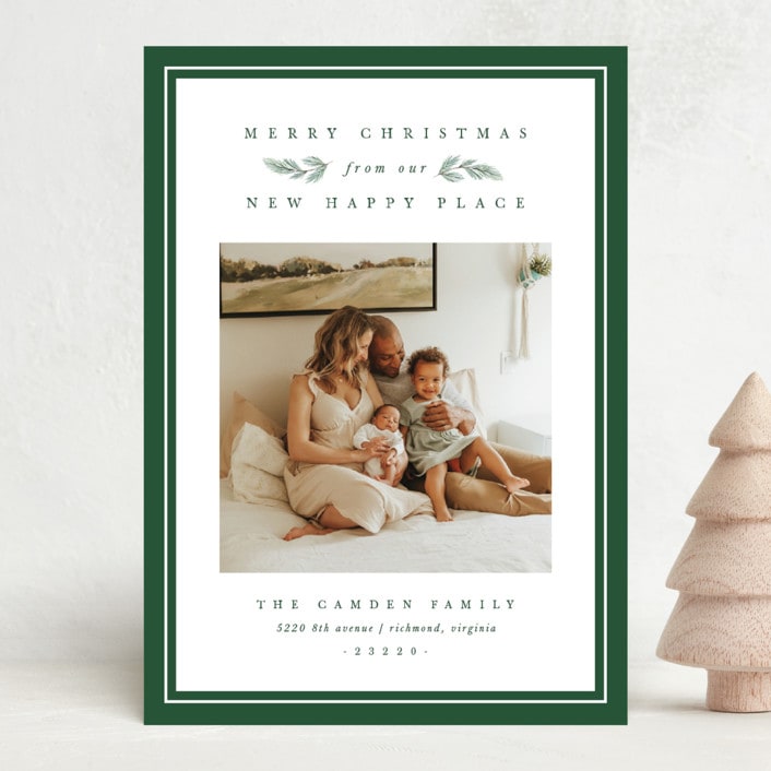 "New Happy Place" - Holiday Cards in Pine by Amy Kross - Front