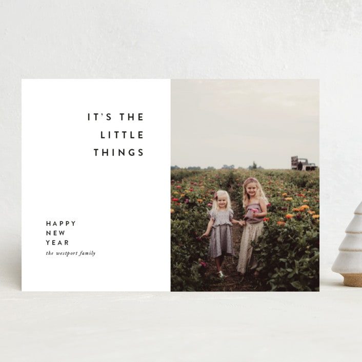 "The Little Things" - Holiday Cards in Snow by Up Up Creative - Front