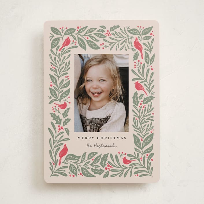 "Cardinals" - Holiday Cards in Cream by Kristen Knechtel - Front