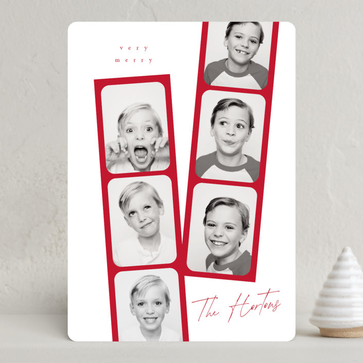 "Snapshots" - Holiday Cards in Santa Suit by Leah Bisch - Front