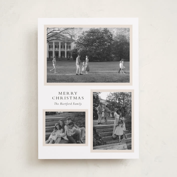 "Triple Frame" - Holiday Cards in Ivory by Angela Thompson - Front