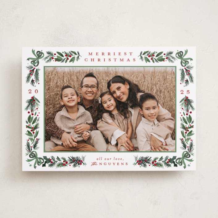 "Sparkly Bows" - Holiday Cards in Forest by Makewells - Front