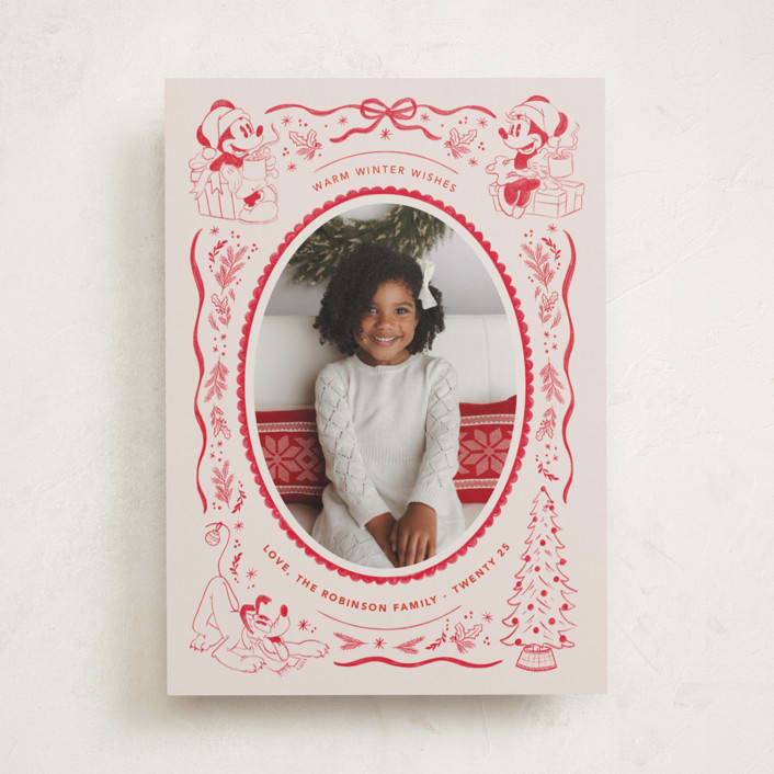 "Disney's Mickey n' Friends Warm Wishes" - Holiday Cards in Santa Suit by Creo Study - Front