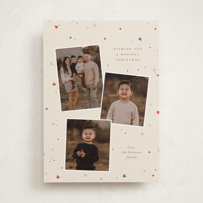 "Disney's Mickey Tri Confetti" - Holiday Cards in Sugar Cookie by Ellen Schlegelmilch - Front