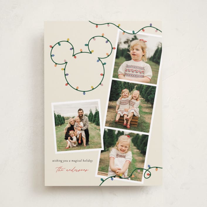 "Disney's Mickey Glowing Lights" - Holiday Cards in Gumdrop by Sarah Hawkins Designs - Front