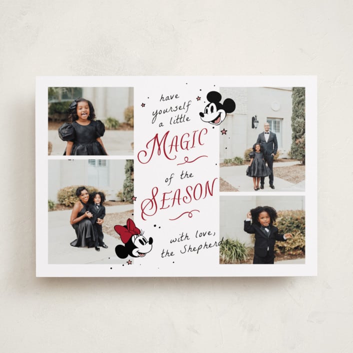 "Disney's Mickey Minnie Magical Season" - Holiday Cards in Cherry by letterfix - Front