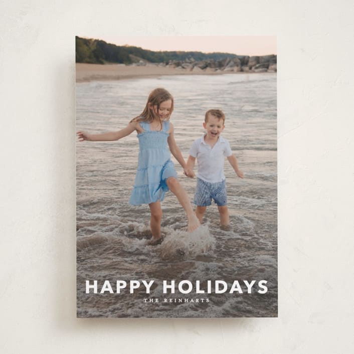 "Simple Type" - Holiday Cards in Linen by Angela Thompson - Front
