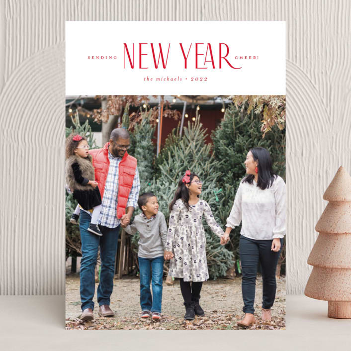 "PLAYFUL TYPE" - Holiday Cards in Cardinal by Melanie Kosuge - Front