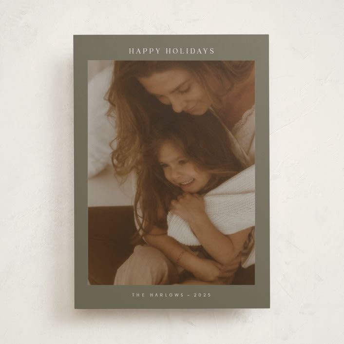 "Harlow" - Holiday Cards in Sage by Nicole Walsh - Front