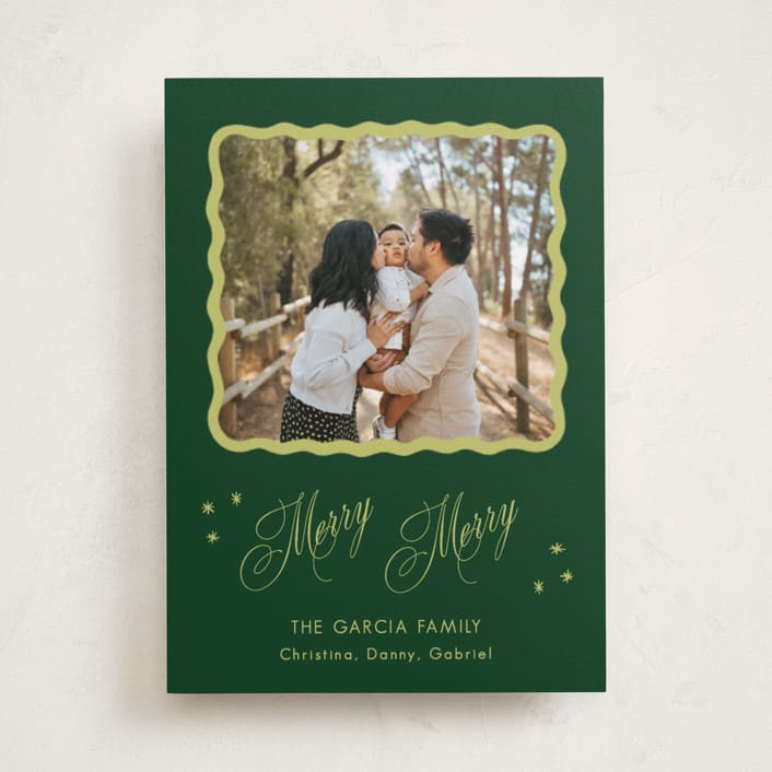 "Squiggle and Stars" - Holiday Cards in Forest by Lauren Jopling - Front