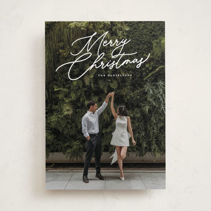 "Merry Monoline" - Holiday Cards in Snowfall by Melanie Kosuge - Front
