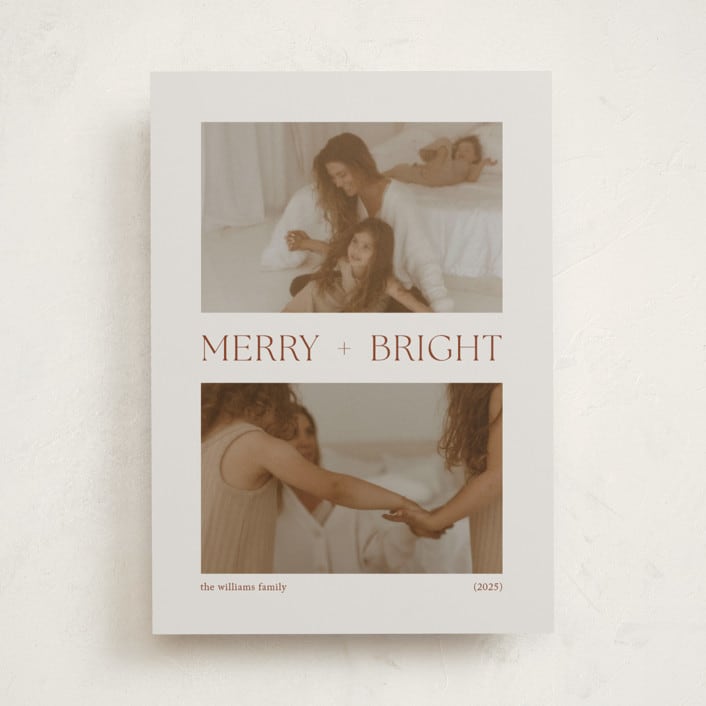 "Merry + Bright Duo" - Holiday Cards in Chocolate by seulghi - Front