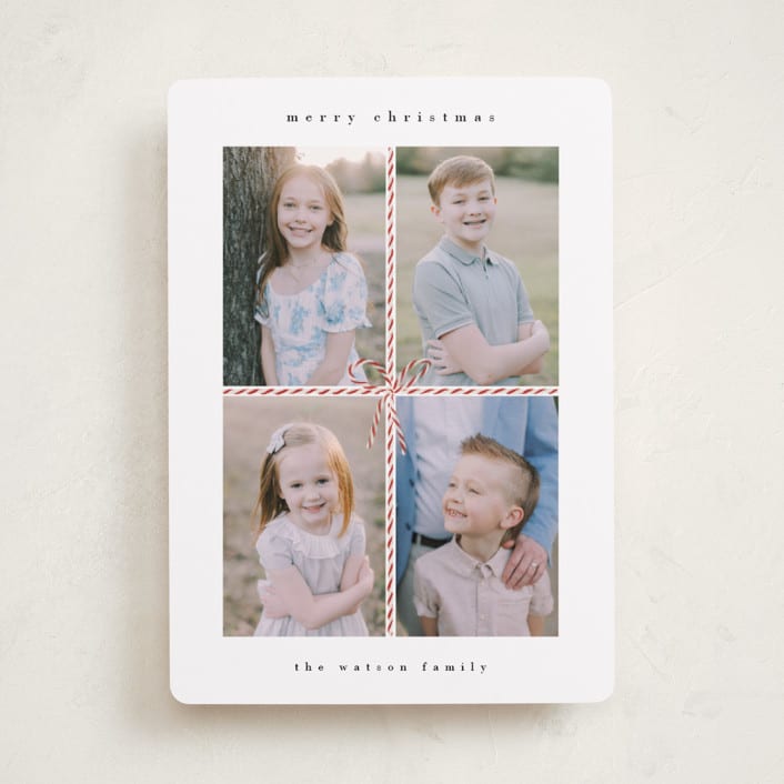 "Candy Caner Ribbon" - Holiday Cards in Candy Cane by Dani Lugato - Front