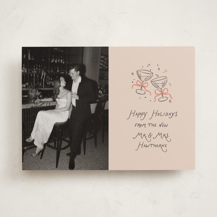 "Newlywed Toast" - Holiday Cards in Candied Grapefruit by Randi Cirelli - Front