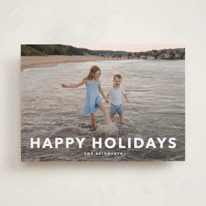 "Simple Type" - Holiday Cards in Linen by Angela Thompson - Front
