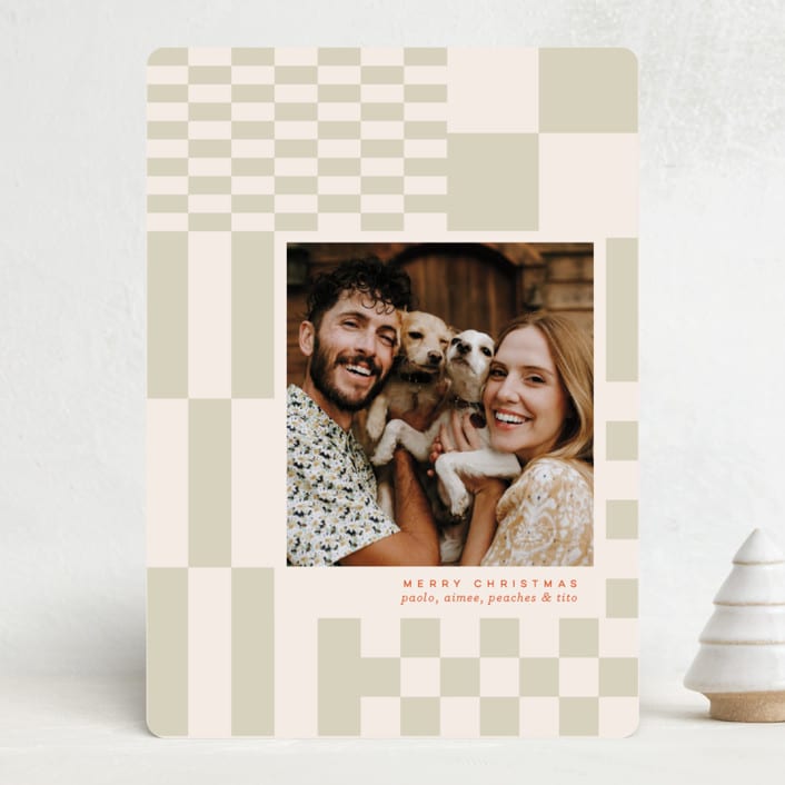 "Checker" - Holiday Cards in Latte by Kennedi Shaw - Front