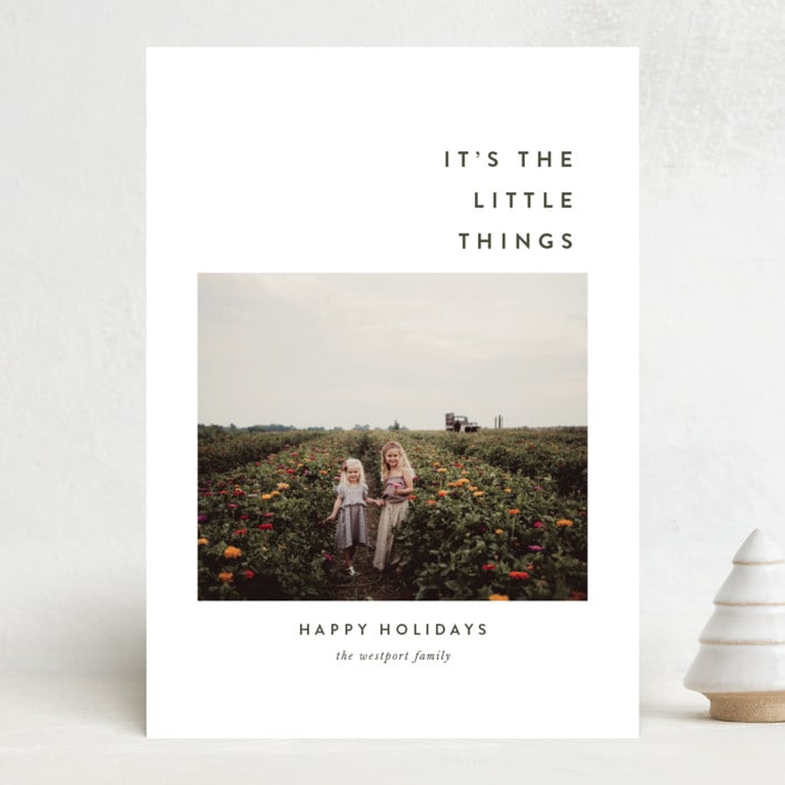 "The Little Things" - Holiday Cards in Fir by Up Up Creative - Front
