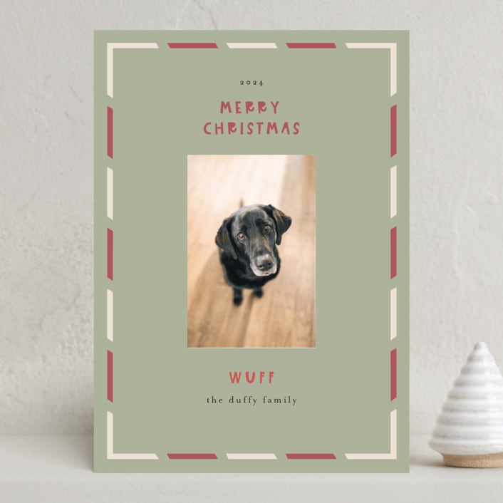 "Wuff" - Holiday Cards in Sage by Anne Ciotola - Front