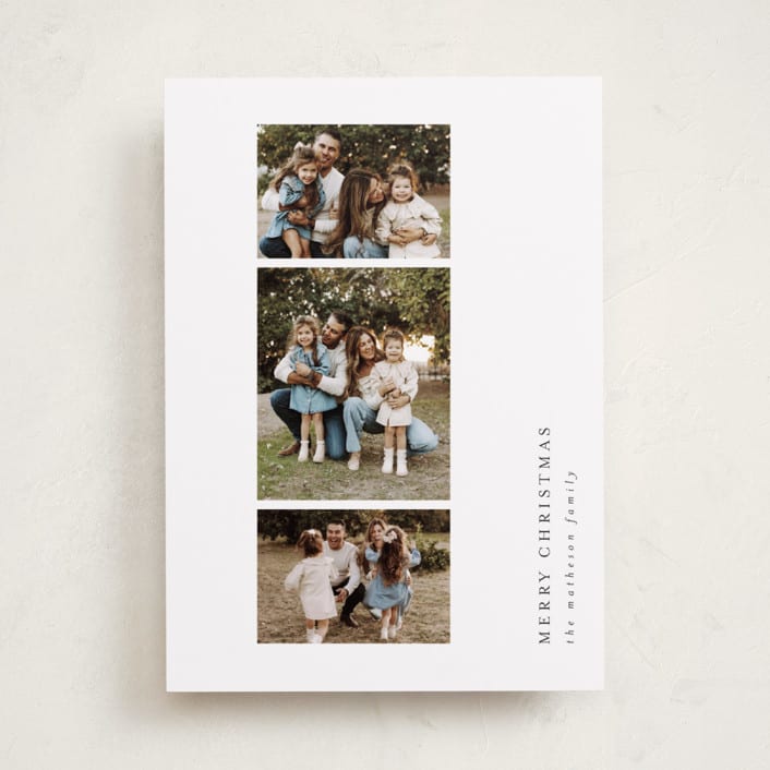 "Minimalist Sidebar" - Holiday Cards in Snow by Kelly Schmidt - Front