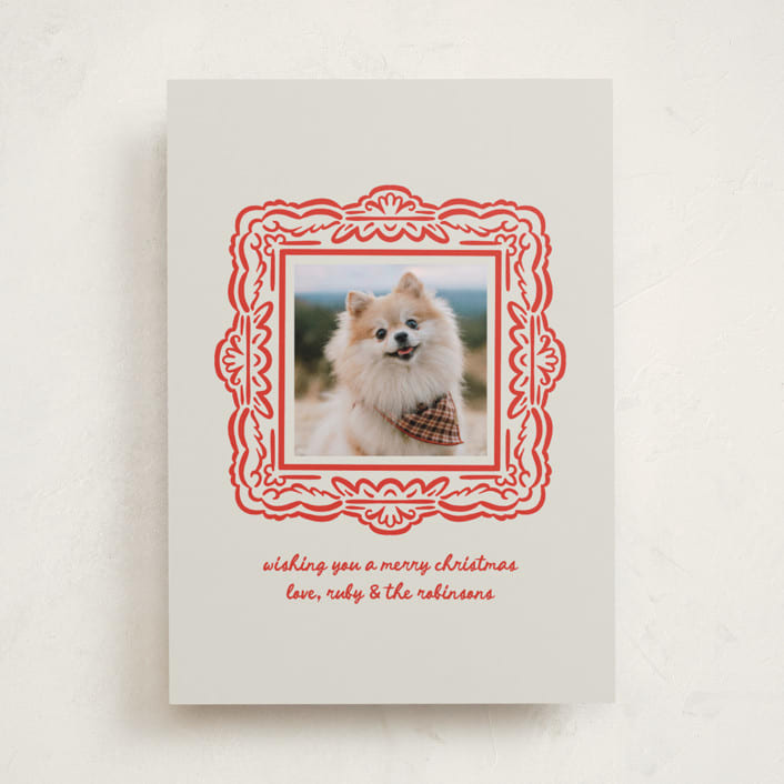 "Friendly Frame" - Holiday Cards in Berry by mo kelley - Front