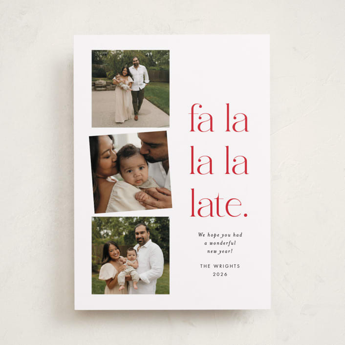 "Fa la la la late" - Holiday Cards in Crimson by Amy Payne - Front