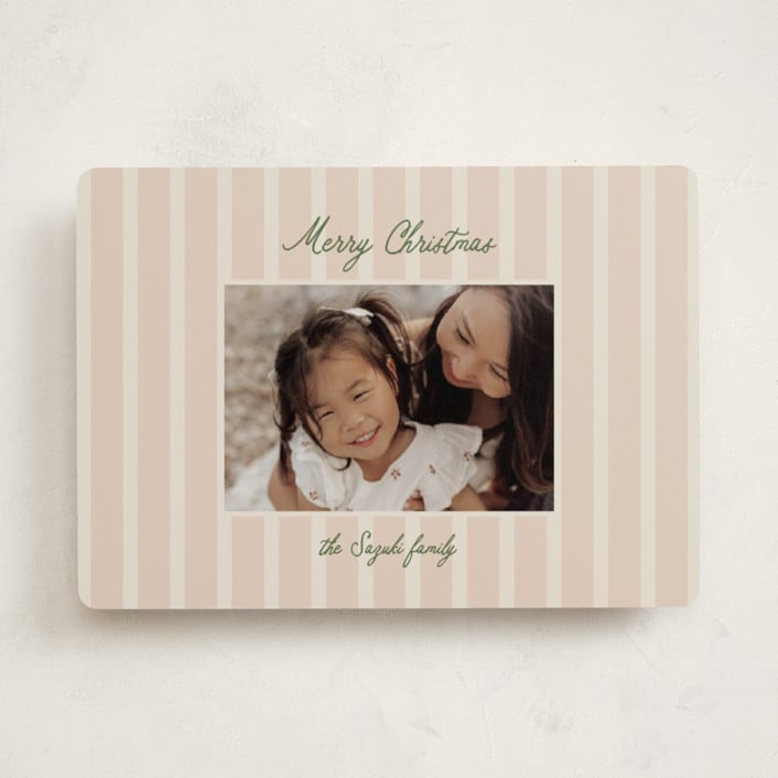 "script & stripes" - Holiday Cards in Salmon by Ellen Schlegelmilch - Front
