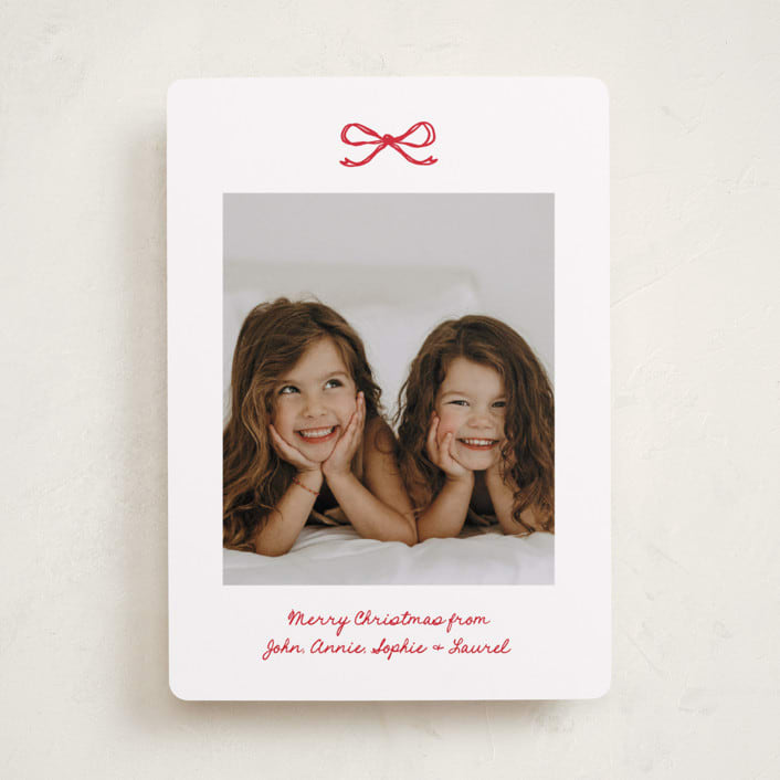 "Mini Bow" - Holiday Cards in Candied Apple by Kelly Watkins - Front