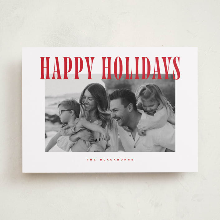 "Happy Holidays!" - Holiday Cards in Candy Cane by Wildfield Paper Co - Front
