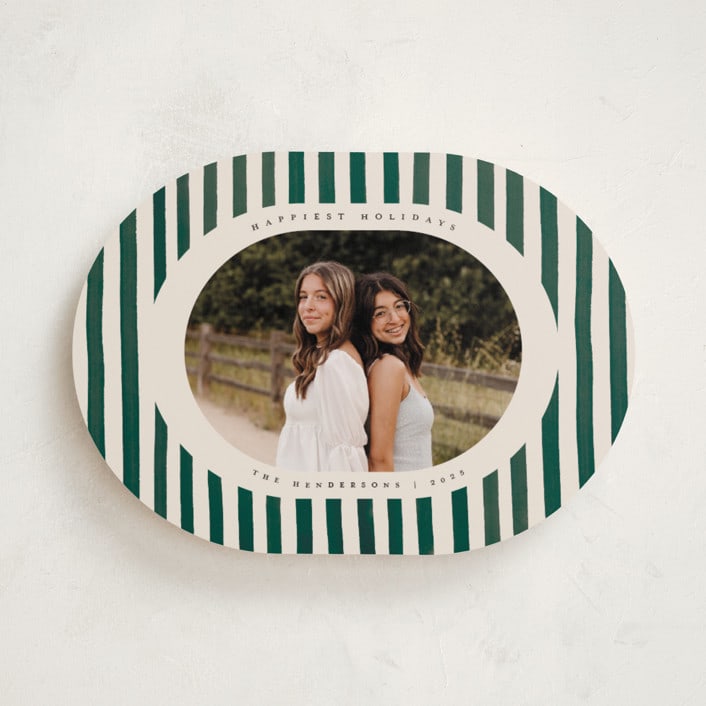 "Vintage Stripes" - Holiday Cards in Pine Needle by Teju Reval - Front