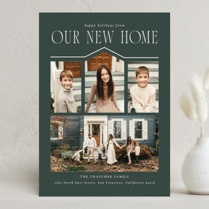 "We Moved" - Holiday Cards in Evergreen by Angela Garrick - Front