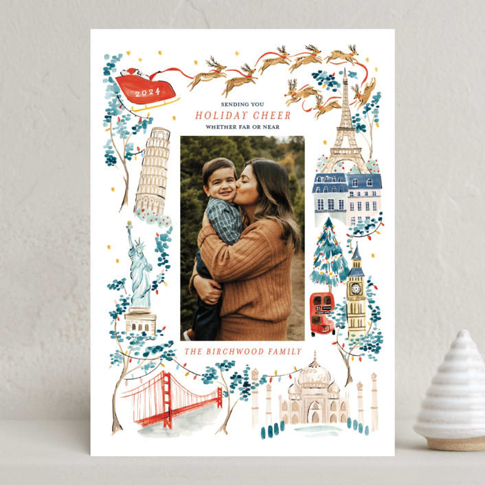 "Rockin' around the world" - Holiday Cards in Eucalyptus by Sarah Knight - Front