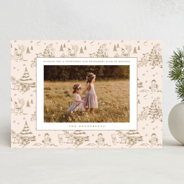 "Disney's Holiday Pooh" - Holiday Cards in Caramel by Teju Reval - Front