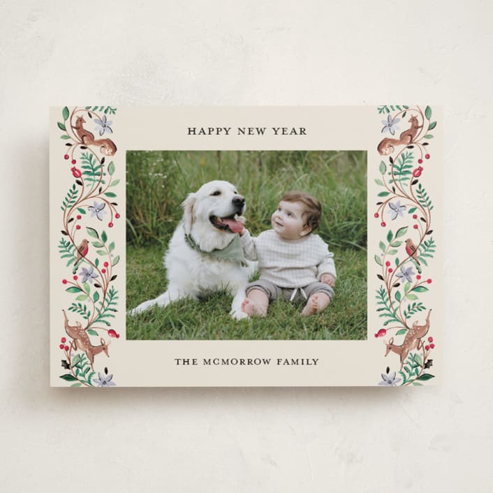 "Highlands" - Holiday Cards in Cranberry by Sarah Knight - Front