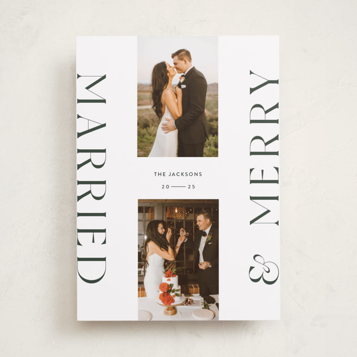 "Merrily Married" - Holiday Cards in Fir by Laura Bercovich - Front
