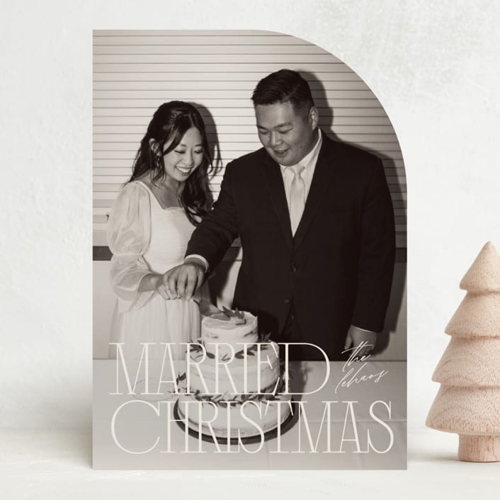 "serif married christmas" - Holiday Cards in Champagne by Ellen Schlegelmilch - Front
