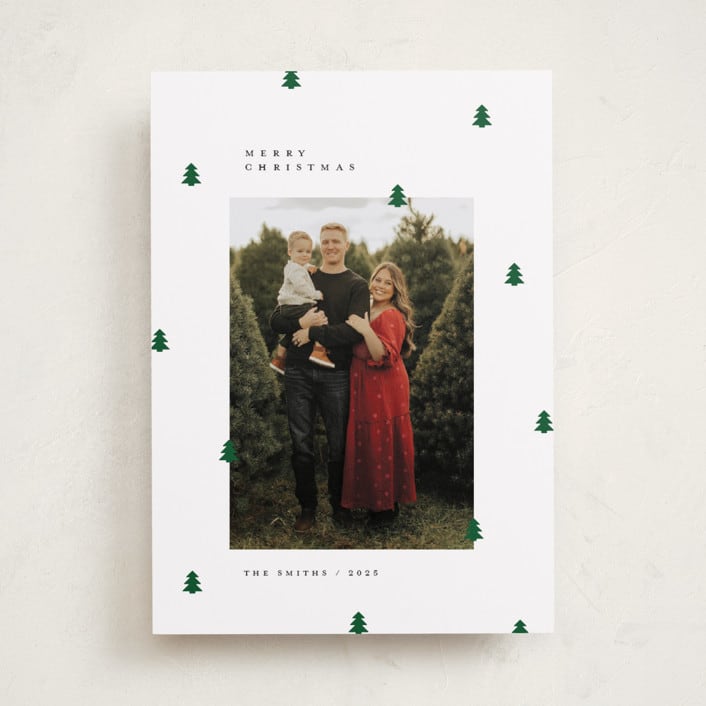 "Scattered Trees" - Holiday Cards in Cotton by Michelle Taylor - Front