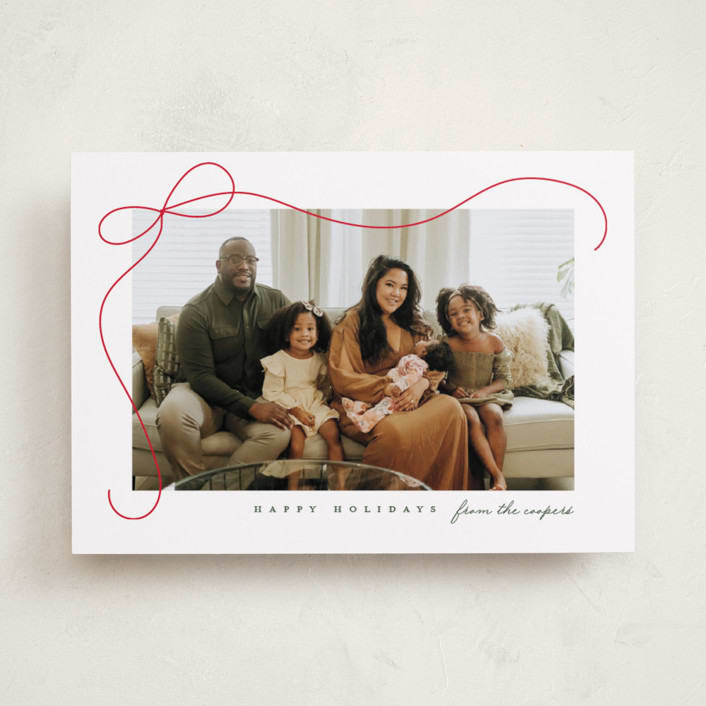"Cascading Bow" - Holiday Cards in Snow by Lauren Chism - Front