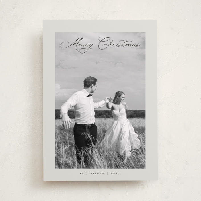 "Chic Script" - Holiday Cards in Dove by Nicoletta Savod - Front