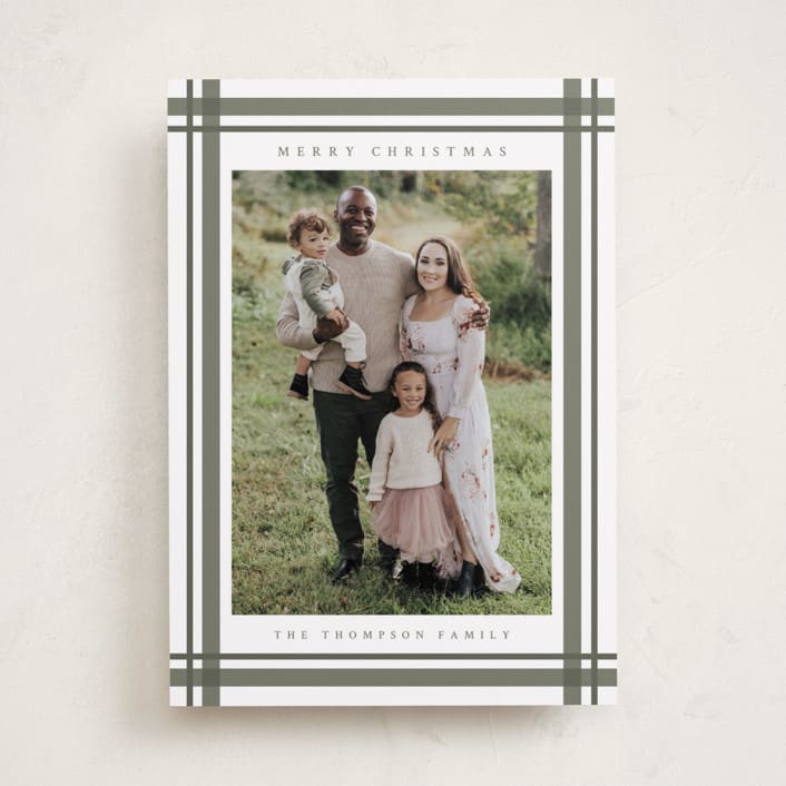 "Traditional Plaid" - Holiday Cards in Sage by Ashley Presutti Beasley - Front
