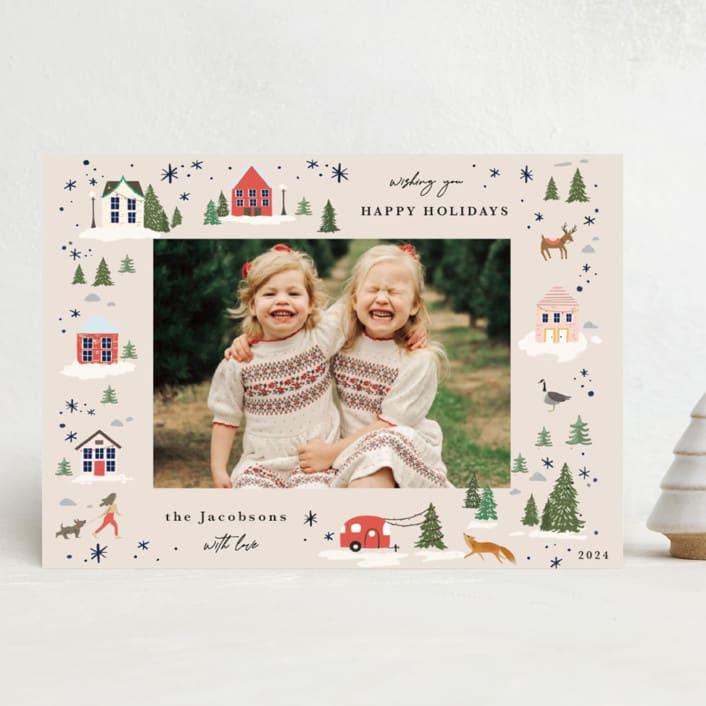 "Vintage Woodland Holiday" - Holiday Cards in Taffy by Hannah Williams - Front