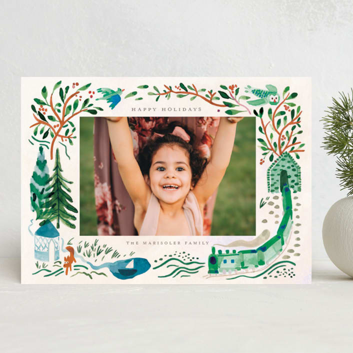 "Festive Forest" - Holiday Cards in Pea by Morgan Ramberg - Front