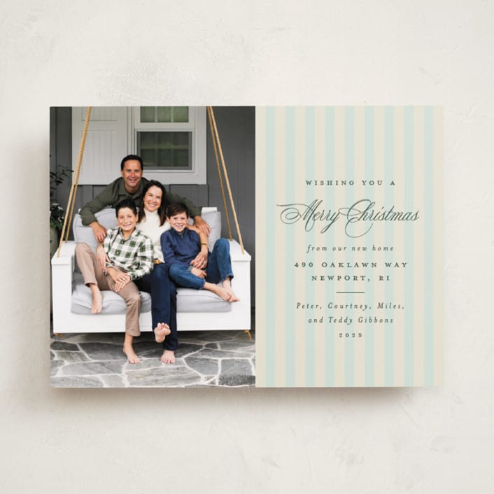 "Charming Stripe" - Holiday Cards in Juniper by Olivia Raufman - Front