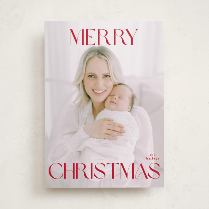 "merry" - Holiday Cards in Poinsettia by Angela Thompson - Front