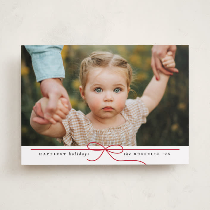 "Petite Bow" - Holiday Cards in Poinsettia by Erica Krystek - Front