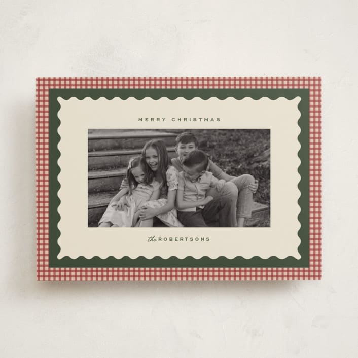 "gingham layers" - Holiday Cards in Cranberry by Ellen Schlegelmilch - Front