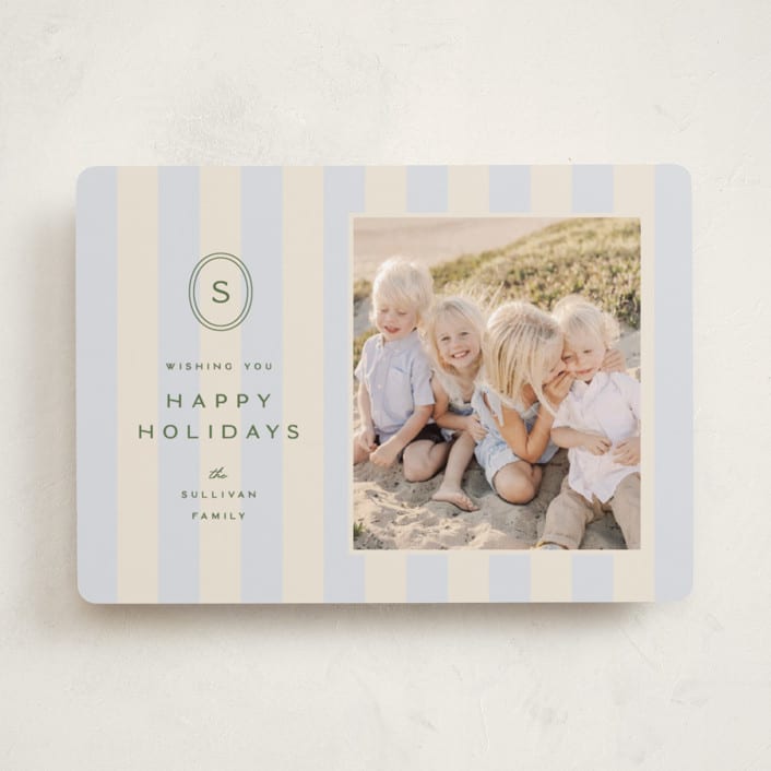 "monogram christmas stripes" - Holiday Cards in Frost by Ellen Schlegelmilch - Front