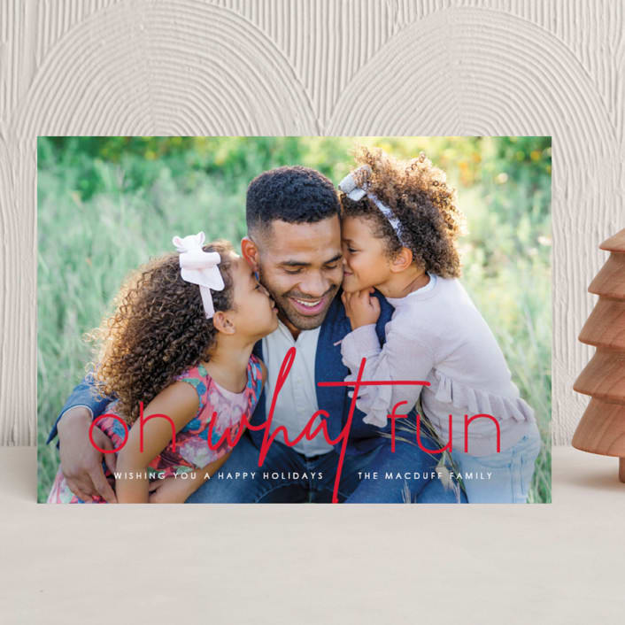 "What Fun" - Holiday Cards in Peppermint by Erin Deegan - Front