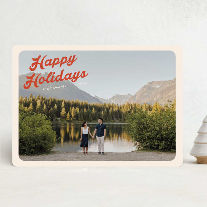 "Vintage Postcard" - Holiday Cards in Poinsettia by Morgan Kendall - Front