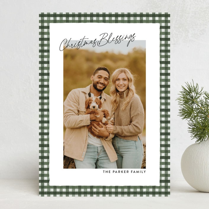 "Tattersall" - Holiday Cards in Evergreen by Ekko Studio - Front